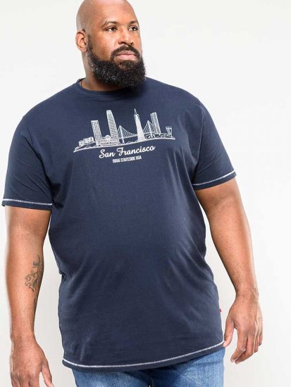 D555 Randwick San Francisco Printed T-Shirt Navy - Pólók - Nagyméretű pólók - 2XL-14XL