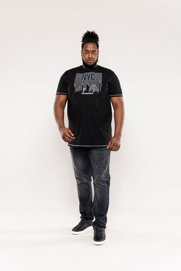 D555 Willoughby NYC Dot Printed T-Shirt Black - Pólók - Nagyméretű pólók - 2XL-14XL