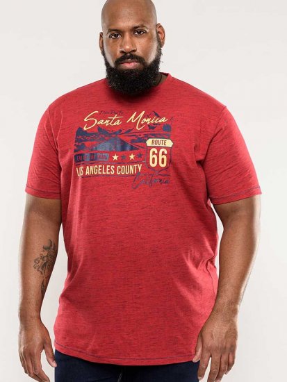 D555 Brisbane Santa Monica Route 66 Printed T-Shirt Red - Pólók - Nagyméretű pólók - 2XL-14XL