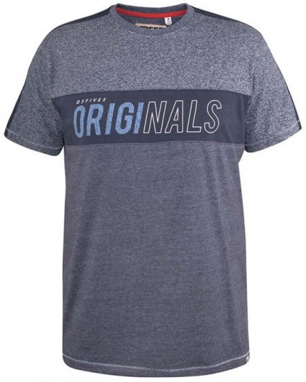 D555 Anson Originals Printed T-shirt Denim Marl - Pólók - Nagyméretű pólók - 2XL-14XL