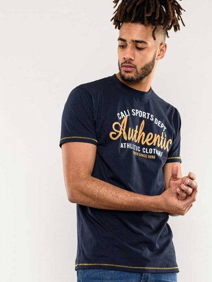 D555 Jasper Authentic Printed T-shirt Navy - Pólók - Nagyméretű pólók - 2XL-14XL