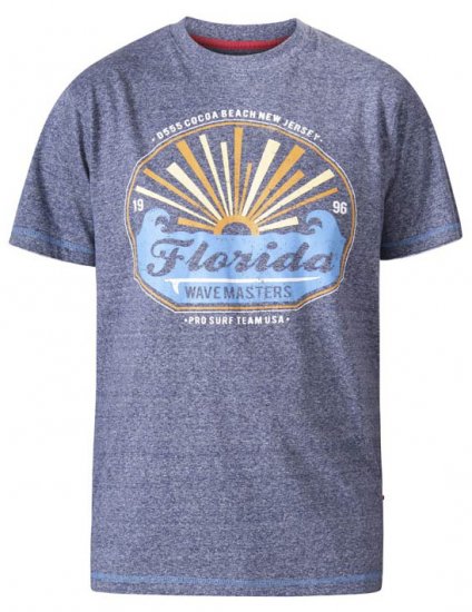 D555 Hallam Florida Wave Masters Crew Neck T-Shirt Navy Twist - Pólók - Nagyméretű pólók - 2XL-14XL