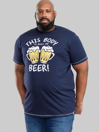 D555 Dartmoor Built On Beer Printed T-Shirt - Pólók - Nagyméretű pólók - 2XL-14XL