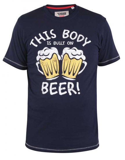 D555 Dartmoor Built On Beer Printed T-Shirt - Pólók - Nagyméretű pólók - 2XL-14XL