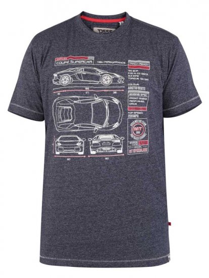 D555 Oakhill Super Car Blueprint T-shirt - Pólók - Nagyméretű pólók - 2XL-14XL