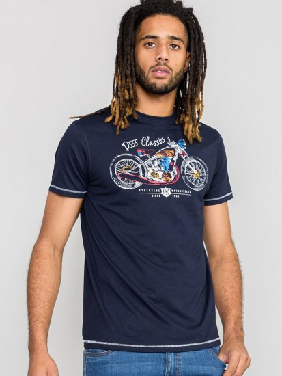 D555 DENTON Motorbike Printed T-Shirt - Pólók - Nagyméretű pólók - 2XL-14XL