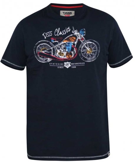 D555 DENTON Motorbike Printed T-Shirt - Pólók - Nagyméretű pólók - 2XL-14XL
