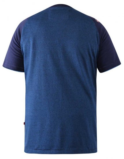 D555 Porter Raglan Sleeve Printed T-Shirt Blue - Pólók - Nagyméretű pólók - 2XL-14XL