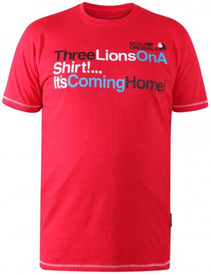 D555 LIONS England T-shirt - Pólók - Nagyméretű pólók - 2XL-14XL