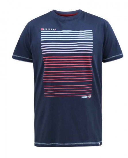D555 Cransford Gradient Line Printed T-Shirt - Pólók - Nagyméretű pólók - 2XL-14XL