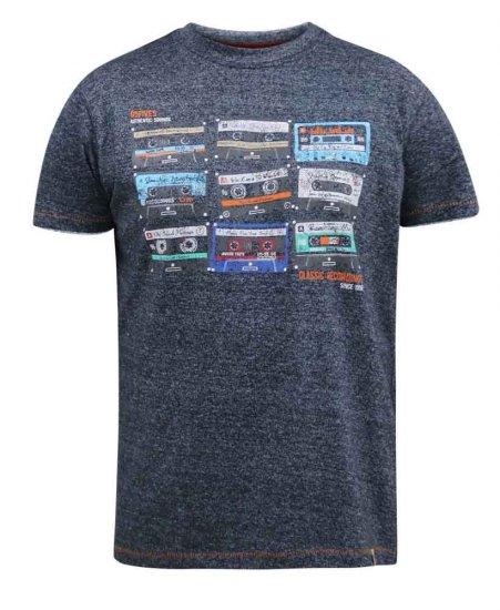 D555 Apsey Multi Cassette Tape Printed T-Shirt - Pólók - Nagyméretű pólók - 2XL-14XL