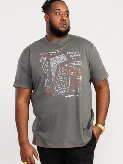D555 Cobbler Nyc Birdseye Map Printed T-Shirt - Pólók - Nagyméretű pólók - 2XL-14XL