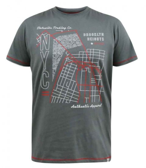 D555 Cobbler Nyc Birdseye Map Printed T-Shirt - Pólók - Nagyméretű pólók - 2XL-14XL
