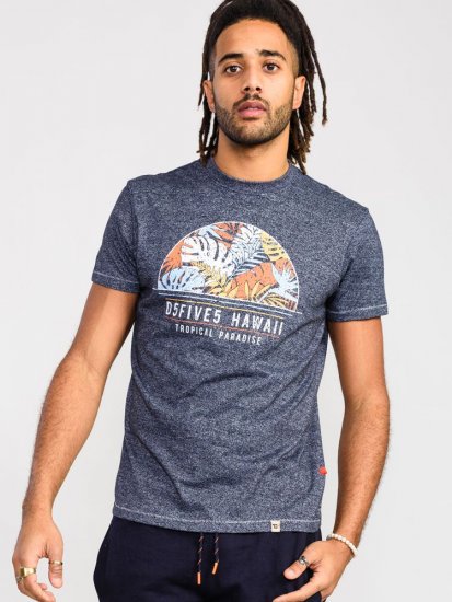 D555 Upton Hawaii Leaf Printed T-Shirt - Pólók - Nagyméretű pólók - 2XL-14XL