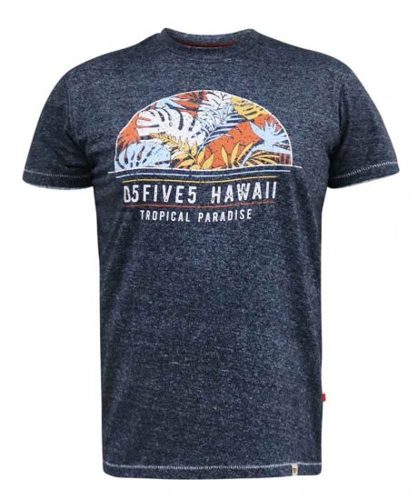 D555 Upton Hawaii Leaf Printed T-Shirt - Pólók - Nagyméretű pólók - 2XL-14XL