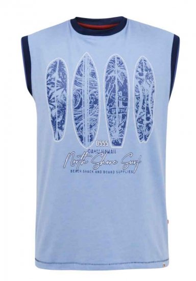 D555 Bretton Surf Board Printed Sleeveless T-Shirt - Pólók - Nagyméretű pólók - 2XL-14XL