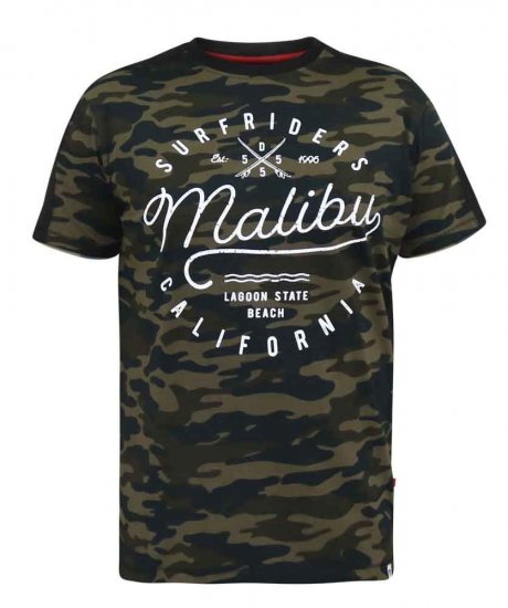 D555 Sullivan Ao Camo T-Shirt With Chest Print - Pólók - Nagyméretű pólók - 2XL-14XL