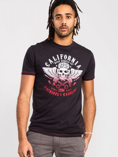 D555 Charles California Rebel Skull Printed T-Shirt - Pólók - Nagyméretű pólók - 2XL-14XL