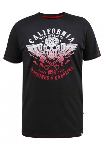 D555 Charles California Rebel Skull Printed T-Shirt - Pólók - Nagyméretű pólók - 2XL-14XL