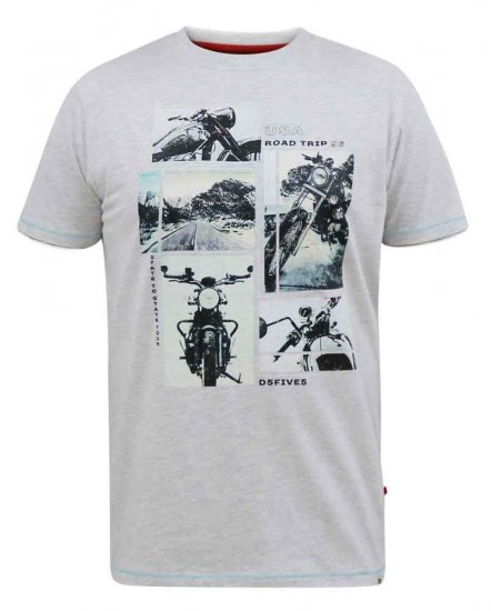 D555 Trafford Bike Photo Printed T-Shirt White - Pólók - Nagyméretű pólók - 2XL-14XL