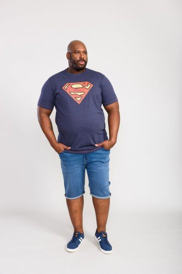 D555 Scampton Official Superman Printed T-Shirt Navy - Pólók - Nagyméretű pólók - 2XL-14XL