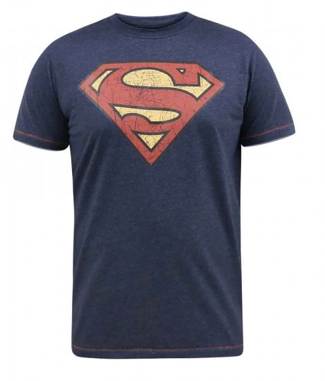 D555 Scampton Official Superman Printed T-Shirt Navy - Pólók - Nagyméretű pólók - 2XL-14XL