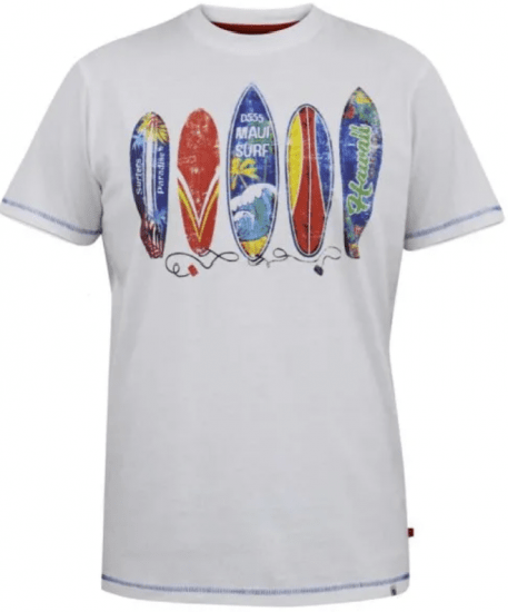 D555 Bridgford surf print póló white - Pólók - Nagyméretű pólók - 2XL-14XL