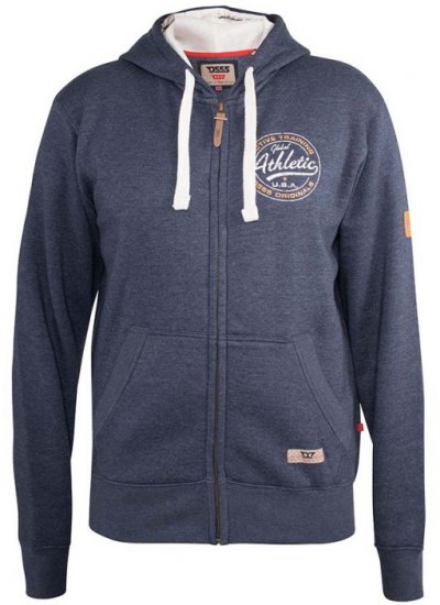 D555 Orchid Chest Printed Zip Through Hoody Denim Blue - Pulóverek & kapucnis pulóverek - Pulóverek & Kapucnis pulóver 2XL-12XL