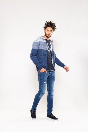 D555 Columbus Cut And Sew Panelled Zip Through Hoody Blue - Pulóverek & kapucnis pulóverek - Pulóverek & Kapucnis pulóver 2XL-12XL