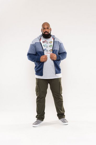 D555 Columbus Cut And Sew Panelled Zip Through Hoody Blue - Pulóverek & kapucnis pulóverek - Pulóverek & Kapucnis pulóver 2XL-12XL