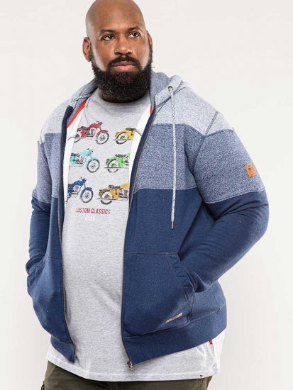 D555 Columbus Cut And Sew Panelled Zip Through Hoody Blue - Pulóverek & kapucnis pulóverek - Pulóverek & Kapucnis pulóver 2XL-12XL