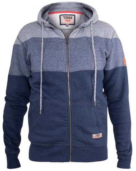 D555 Columbus Cut And Sew Panelled Zip Through Hoody Blue - Pulóverek & kapucnis pulóverek - Pulóverek & Kapucnis pulóver 2XL-12XL