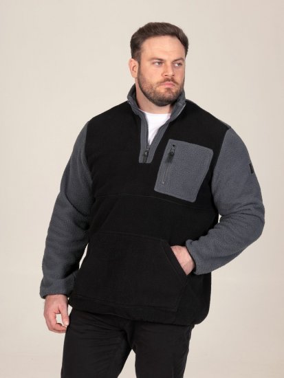 D555 Daly Quarter Zip Fleece Sweatshirt Fekete/Szürke - Pulóverek & kapucnis pulóverek - Pulóverek & Kapucnis pulóver 2XL-12XL