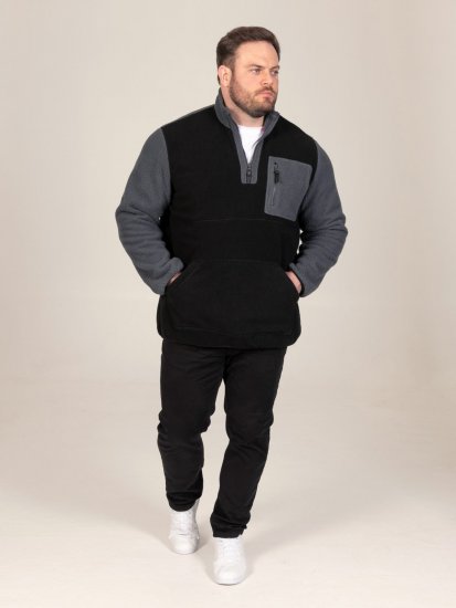 D555 Daly Quarter Zip Fleece Sweatshirt Fekete/Szürke - Pulóverek & kapucnis pulóverek - Pulóverek & Kapucnis pulóver 2XL-12XL