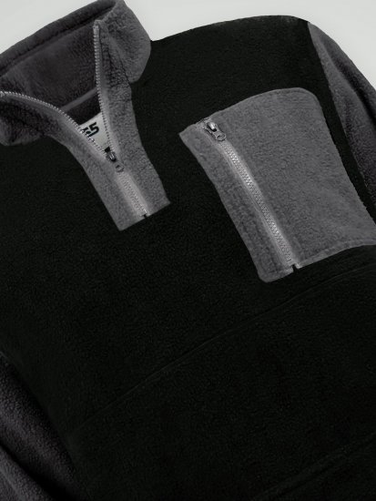 D555 Daly Quarter Zip Fleece Sweatshirt Fekete/Szürke - Pulóverek & kapucnis pulóverek - Pulóverek & Kapucnis pulóver 2XL-12XL