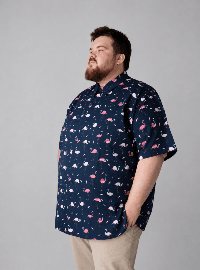 Kam Jeans 6068 Flamingo Short Sleeve Shirt Navy - Ingek - Ingek 2XL-10XL
