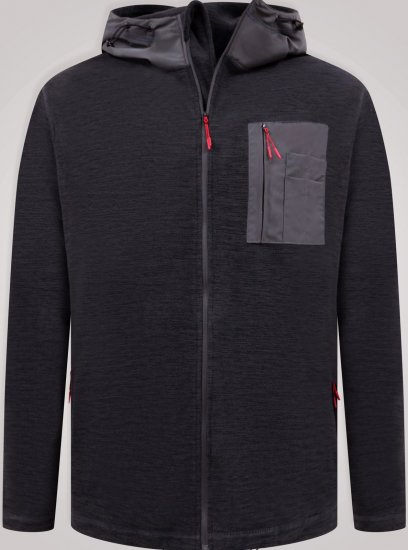 D555 Damien Micro Fleece Zip Through Hoody Fekete/Szürke - Pulóverek & kapucnis pulóverek - Pulóverek & Kapucnis pulóver 2XL-12XL