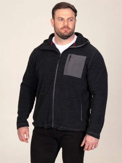 D555 Damien Micro Fleece Zip Through Hoody Fekete/Szürke - Pulóverek & kapucnis pulóverek - Pulóverek & Kapucnis pulóver 2XL-12XL