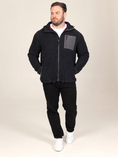 D555 Damien Micro Fleece Zip Through Hoody Fekete/Szürke - Pulóverek & kapucnis pulóverek - Pulóverek & Kapucnis pulóver 2XL-12XL