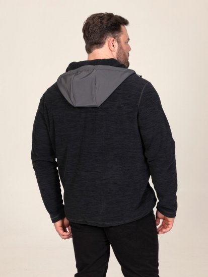 D555 Damien Micro Fleece Zip Through Hoody Fekete/Szürke - Pulóverek & kapucnis pulóverek - Pulóverek & Kapucnis pulóver 2XL-12XL