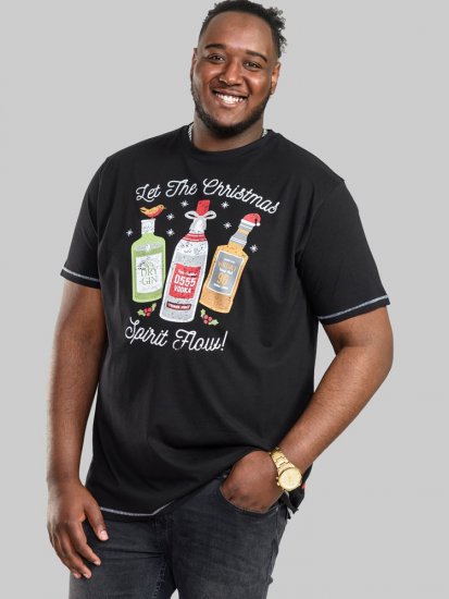 D555 SPIRIT Christmas Spirit Printed T-Shirt Black - Pólók - Nagyméretű pólók - 2XL-14XL