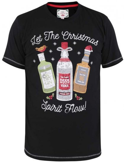 D555 SPIRIT Christmas Spirit Printed T-Shirt Black - Pólók - Nagyméretű pólók - 2XL-14XL