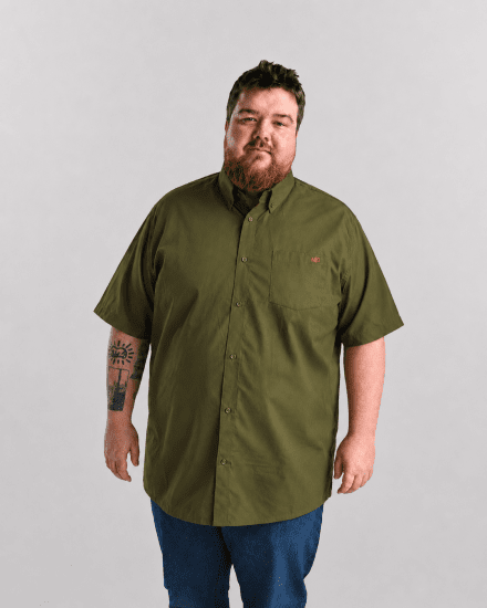 Motley Denim Zagreb Rövid ujjú ing Sötét khaki - Ingek - Ingek 2XL-10XL