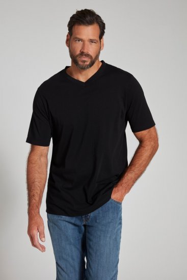 JP1880 702415 V-nyakú póló Fekete - Pólók - Nagyméretű pólók - 2XL-14XL