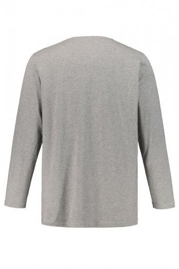 JP1880 702555 Hosszú ujjú Henley póló Szürke melírozott - Pólók - Nagyméretű pólók - 2XL-14XL