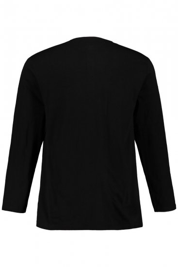 JP1880 702555 Hosszú ujjú Henley póló Fekete - Pólók - Nagyméretű pólók - 2XL-14XL