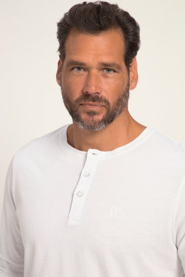JP1880 702555 Hosszú ujjú Henley póló Fehér - Pólók - Nagyméretű pólók - 2XL-14XL