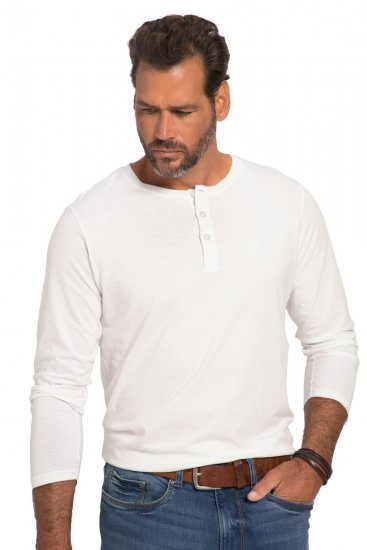 JP1880 702555 Hosszú ujjú Henley póló Fehér - Pólók - Nagyméretű pólók - 2XL-14XL