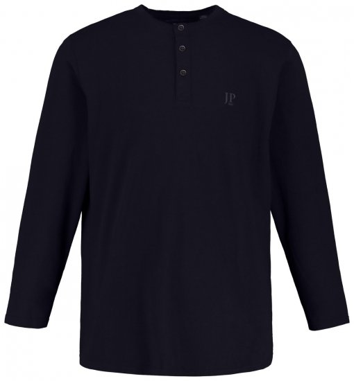 JP1880 702555 Hosszú ujjú Henley póló Sötétkék - Pólók - Nagyméretű pólók - 2XL-14XL