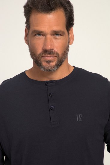 JP1880 702555 Hosszú ujjú Henley póló Sötétkék - Pólók - Nagyméretű pólók - 2XL-14XL